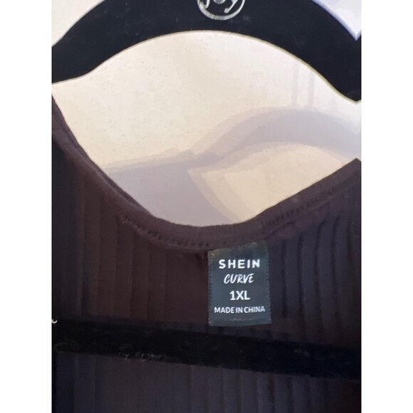 Shein Curve Black Ribbed Wrap Romper With Tie Waist 1XL - Picture 3 of 5